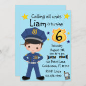 Boys Police Officer Birthday Einladung (Vorne/Hinten)