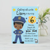 Boys Police Officer Birthday Einladung (Stehend Vorderseite)
