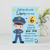 Boys Police Officer Birthday Einladung (Stehend Vorderseite)