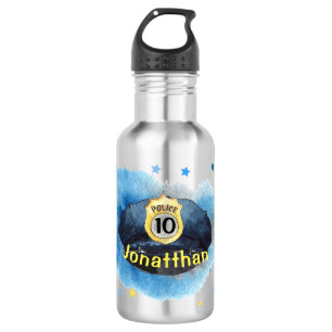 Boy's Police Officer Blue Hat Water Flasche Edelstahlflasche