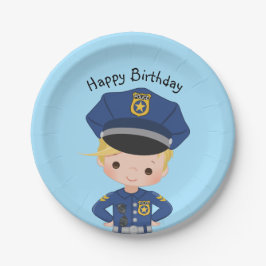 Boys Police Officer Happy Birthday Party Pappteller