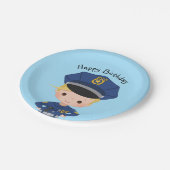 Boys Police Officer Happy Birthday Party Pappteller (Schrägansicht)