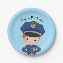 Boys Police Officer Happy Birthday Party Pappteller