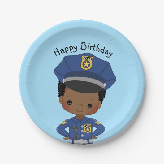 Boys Police Officer Happy Birthday Party Pappteller (Vorderseite)