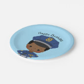 Boys Police Officer Happy Birthday Party Pappteller (Schrägansicht)