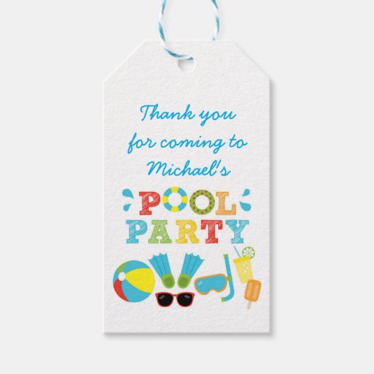 Boys Pool Geburtstagsparty Gefallen Geschenkanhänger (Vorderseite)