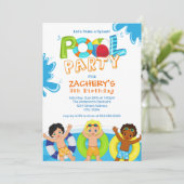 Boys Pool Party 9. Geburtstag Einladung (Stehend Vorderseite)