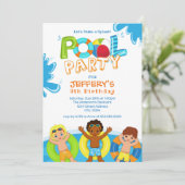 Boys Pool Party 9. Geburtstag Einladung (Stehend Vorderseite)