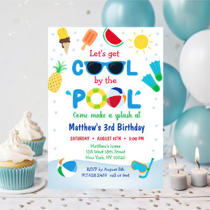 Boys Pool Party Cool zum Geburtstag Einladung