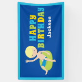 Boys Pool Party Custom Kindergeburtstag Banner (Vertikal)