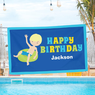 Boys Pool Party Custom Kindergeburtstag Banner