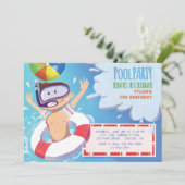 Boy's Pool Party Einladung (Stehend Vorderseite)