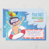 Boy's Pool Party Einladung (Vorne/Hinten)