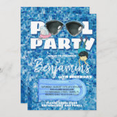 Boys Pool Party Einladung (Vorne/Hinten)
