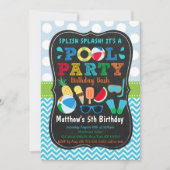 Boys Pool Party Eis Creme Geburtstag Einladung (Vorderseite)