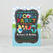 Boys Pool Party Eis Creme Geburtstag Einladung (Stehend Vorderseite)