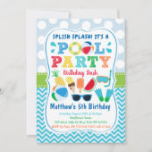 Boys Pool Party Eiscreme Geburtstag Einladung (Vorderseite)