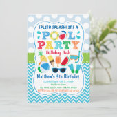 Boys Pool Party Eiscreme Geburtstag Einladung (Stehend Vorderseite)