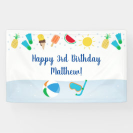 Boys Pool Party Eiscreme Sonnenschein Geburtstag Banner