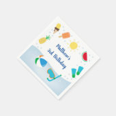 Boys Pool Party Eiscreme Sonnenschein Geburtstag Serviette (Ecke)