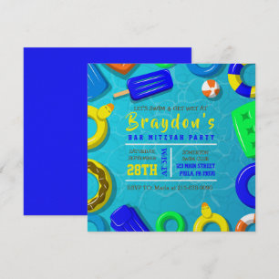 BOYS POOL SWIM FLOATS Bar Mitzvah Party Einladung