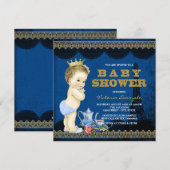 Boys Prince Paris Tea Party Baby Dusche Royal Blue Einladung (Vorne/Hinten)