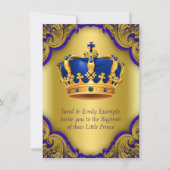 Boys Prince Taufe Royal Blue and Gold Crown Einladung (Vorderseite)