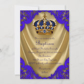Boys Prince Taufe Royal Blue and Gold Satin Einladung (Rückseite)