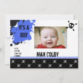 Boy's Punk Rock Birth Ankündigung (Vorderseite)