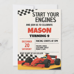 Boys Race Car Birthday Einladung