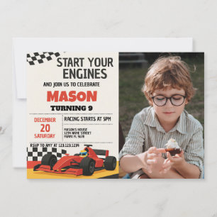 Boys Race Car Geburtstag Einladung mit Foto