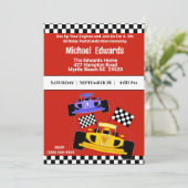 Boys Race Car Geburtstagseinladungen Einladung (Stehend Vorderseite)