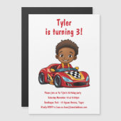 Boys Race Car Kindergeburtstag Party Magneteinladung (Vorne/Hinten)