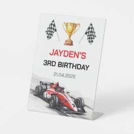 Boys Racing Car Birthday Party Pedestal Sign Sockelschild