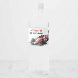 Boys Racing Car Birthday Water Bottle Label Wasserflaschenetikett