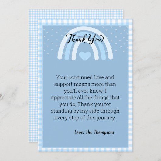 Boys Rainbow Baby Dusche Dankeskarte (Vorne/Hinten)