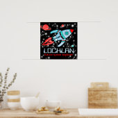 Boys Raketenraum, kundenspezifisch blaues rotes Pl Poster (Küche)