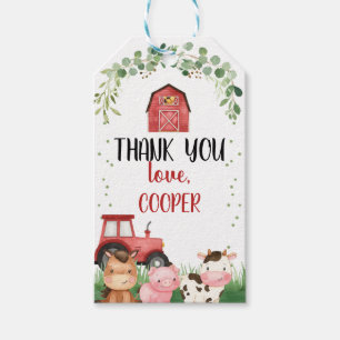 Boys Red Barn Traktor Farm Birthday Favor Tag Geschenkanhänger