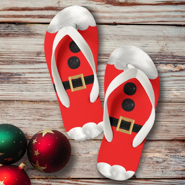 Boys Red Elf Santas Helper Festival Flip Flops Kinderbadesandalen (Simple Santa flips flops for Christmas in July or the one in December)