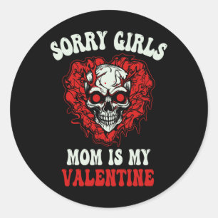 Boys Red Ghost Skull Herz Sorry Girls Mama ist mei Runder Aufkleber