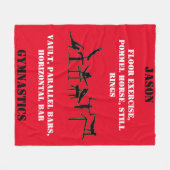 Boys Red Gymnastics Personalisiert Fleece Blanket (Vorderseite (Horizontal))