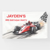 Boys Red Racing Car Birthday Party Banner (Horizontal)