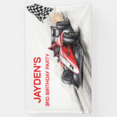 Boys Red Racing Car Birthday Party Banner (Vertikal)
