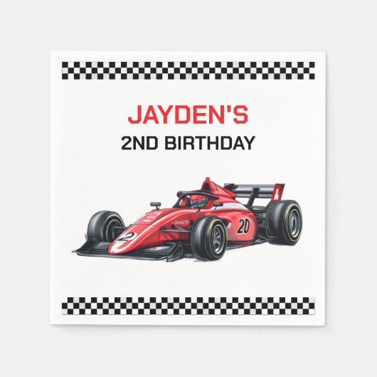 Boys Red Racing Car Birthday Party Napkins Serviette (Vorderseite)