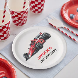 Boys Red Racing Car Birthday Party Plates Pappteller