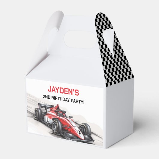 Boys Red Racing Car Party Favor Box Geschenkschachtel (Vorderseite)