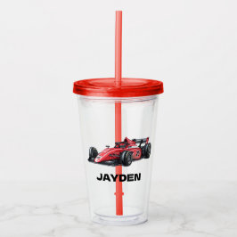 Boys Red Racing Car Personalised Acryltrinkbecher