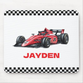 Boys Red Racing Car Personalised Mousepad