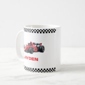 Boys Red Racing Car Personalised Mug Kaffeetasse (Vorderseite Links)