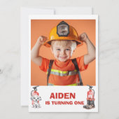 Boys Red Rescue Calling All Units Birthday Einladung (Rückseite)